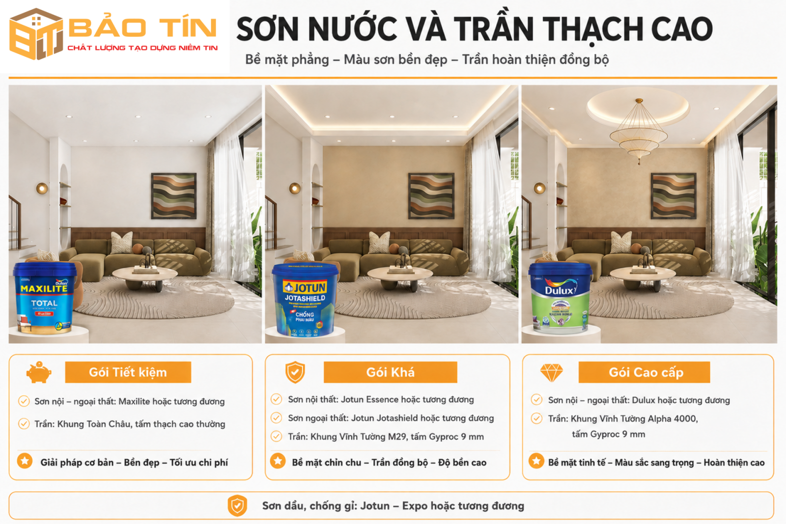 Vật tư sơn nước và trần thạch cao Bảo Tín
