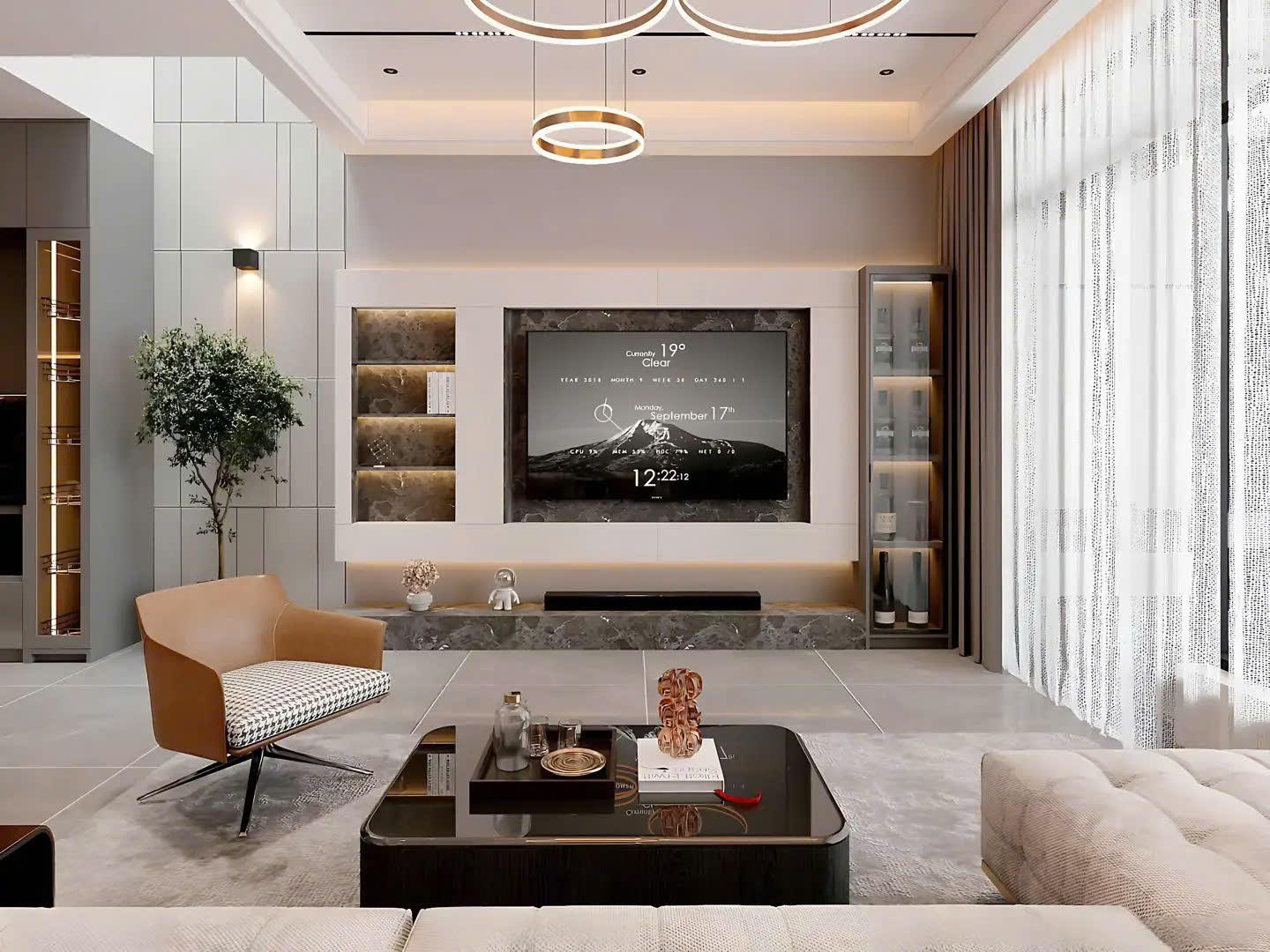 Hệ tường trang trí kết hợp kệ trưng bày