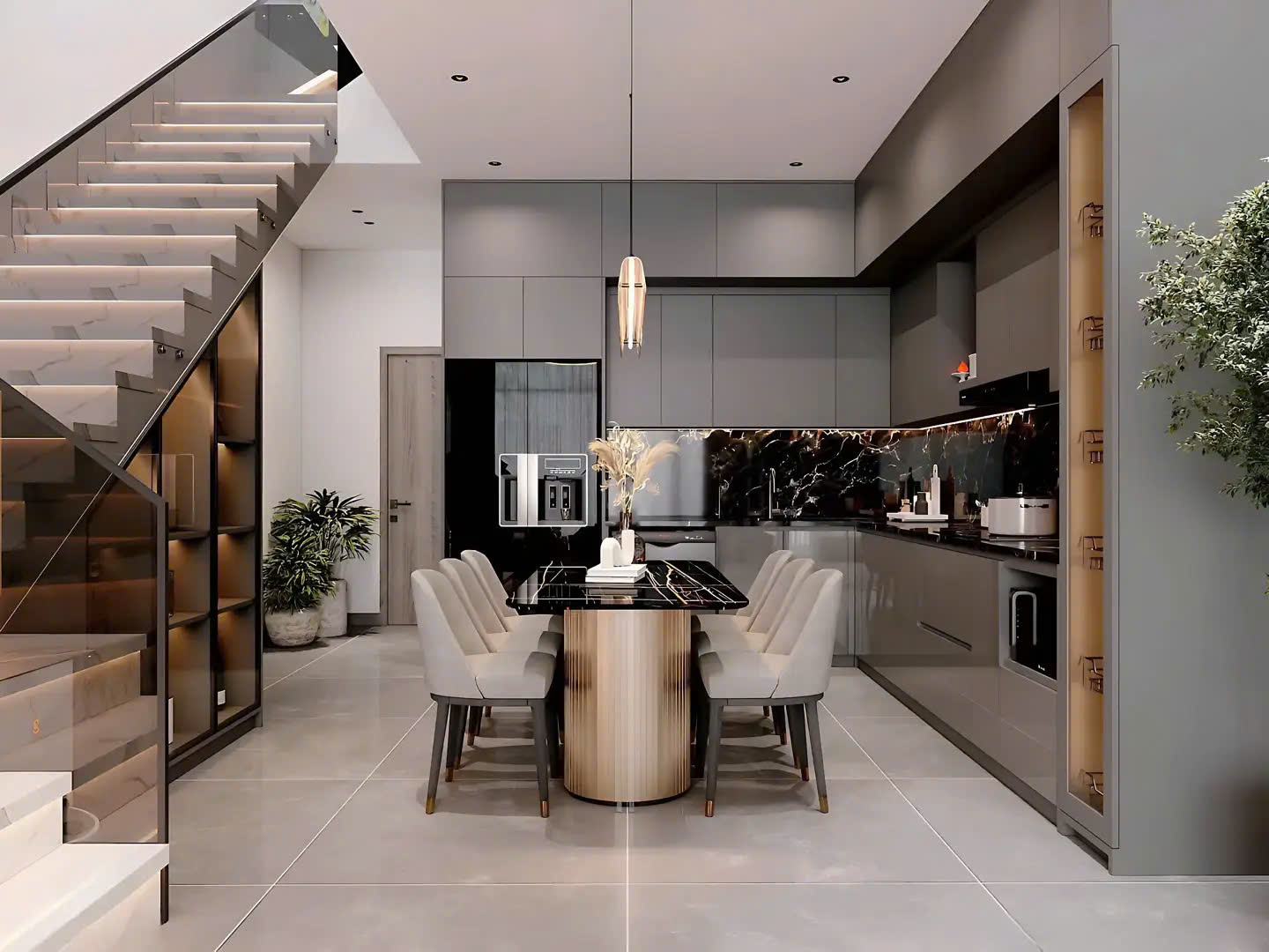 Hệ tủ bếp kịch trần tối ưu diện tích lưu trữ