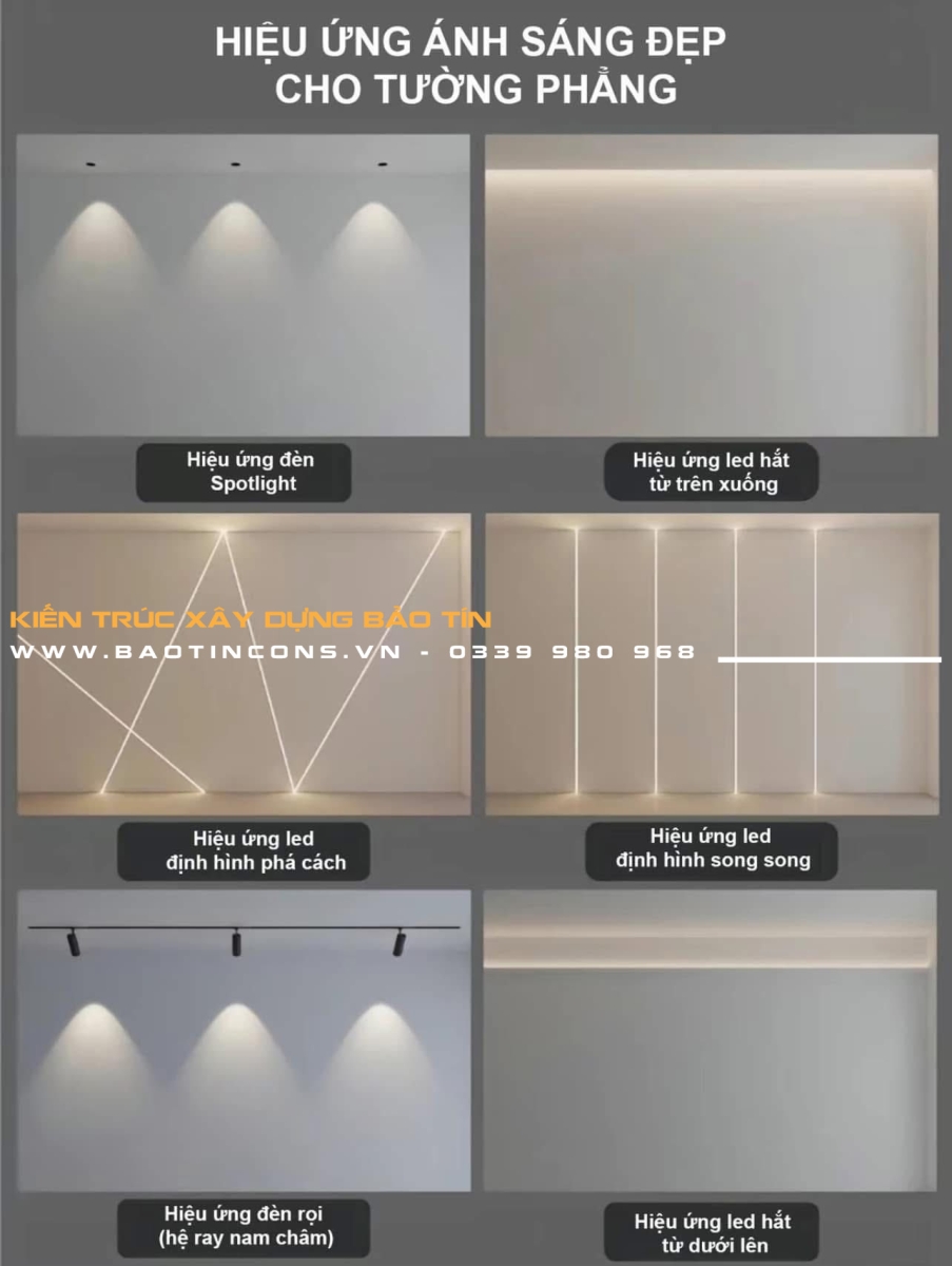 Hiệu ứng ánh sáng đẹp cho tường phẳng
