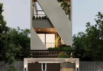 NHÀ PHỐ 3 TẦNG HIỆN ĐẠI – KIẾN TRÚC ĐỘC ĐÁO VỚI MẶT TIỀN HÌNH KHỐI ẤN TƯỢNG