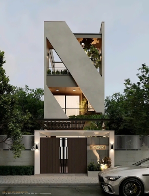 NHÀ PHỐ 3 TẦNG HIỆN ĐẠI – KIẾN TRÚC ĐỘC ĐÁO VỚI MẶT TIỀN HÌNH KHỐI ẤN TƯỢNG
