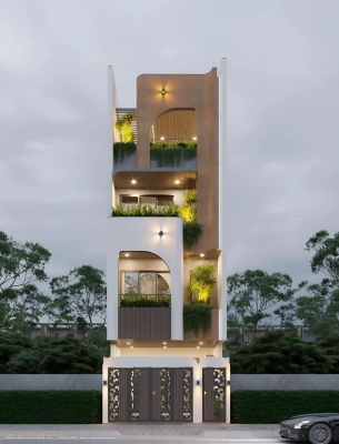 MẪU 09: NHÀ PHỐ HIỆN ĐẠI 4 TẦNG - MẶT TIỀN 5M