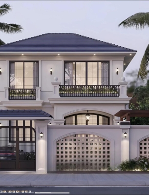 MẪU 02: BIỆT THỰ MÁI NHẬT 2 TẦNG (DT: 8M x 20M - 4 PHÒNG NGỦ)