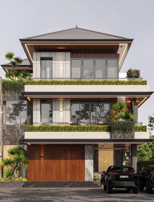 MẪU 01: BIỆT THỰ MÁI NHẬT 3 TẦNG, TỔNG DIỆN TÍCH 700M2